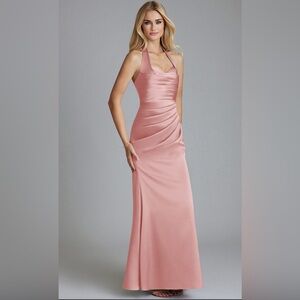 POWDER PINK STRETCH SATIN bridesmaid dress azazie